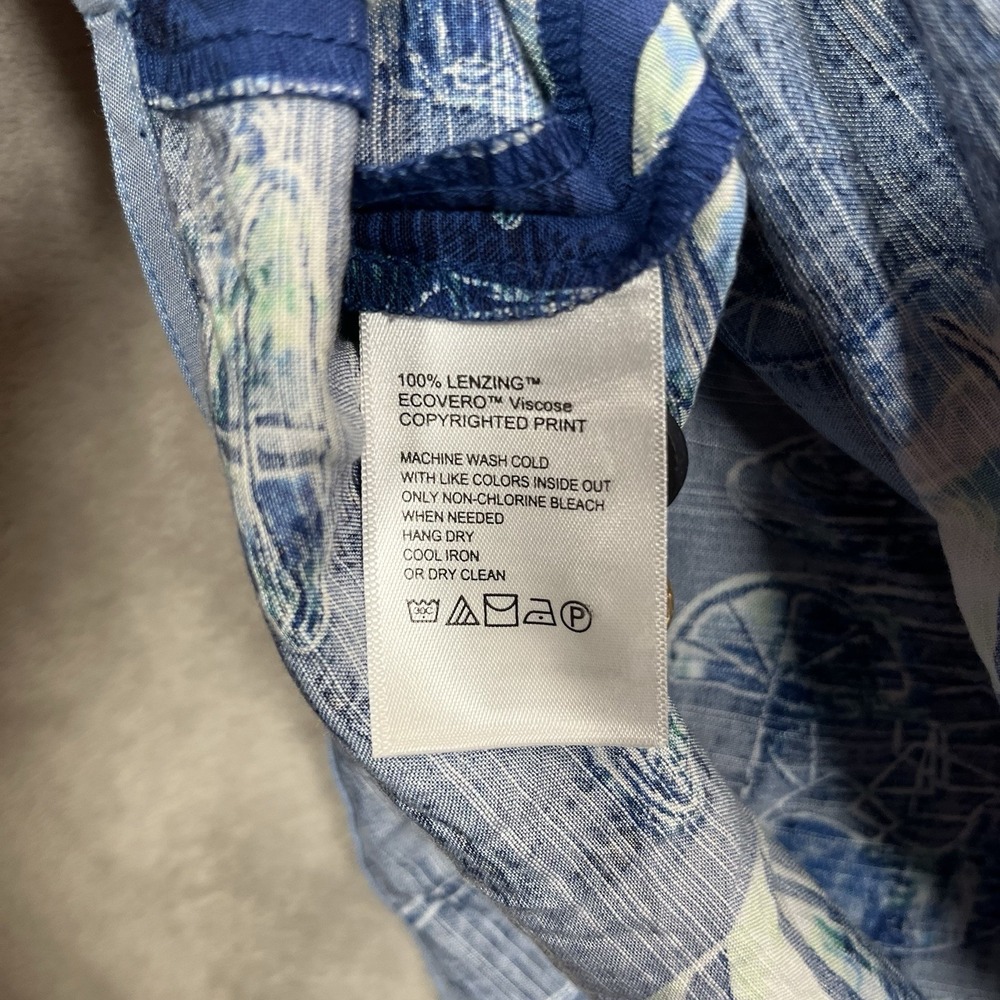 Tommy Bahama Shirt Men's XL Blue Viscose Short Sleeve Button Up Bar None - Picture 7 of 9